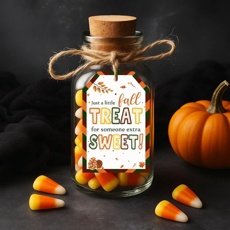 llyinglpdec 50PCS Fall Paper Tags with String, 2.2"x3.3" Autumn Treat Tags for Candy Bags, Thanksgiving Gift Wrapping, Pinecone Leaf Design, Party Favor for Fall Decorations - Image 4